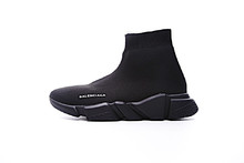 图1_36 44码 高奢品牌巴黎世家Balenciaga Speed stretch knit Mid sneakers中帮束脚针织袜子球鞋 全黑