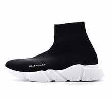 图1_35 44码 高奢品牌巴黎世家Balenciaga Speed stretch knit Mid sneakers中帮束脚针织袜子球鞋 黑白