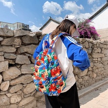 图3_日系芝麻街原宿学生帆布包女韩国ins少女卡通涂鸦布袋斜挎单肩包